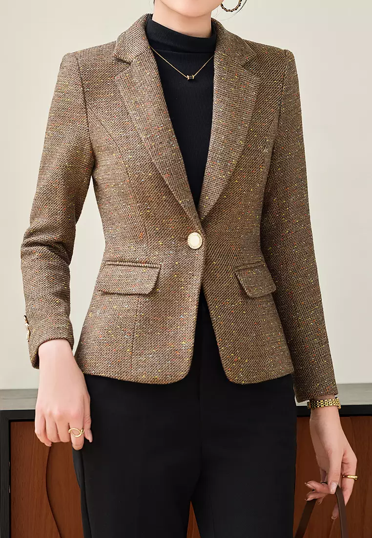 Cropped Texture Suit Jacket YGH-EM8136