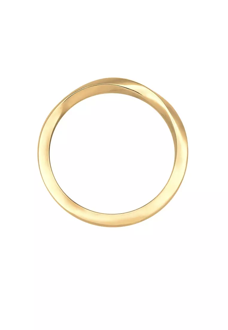 Cincin Perhiasan Perak 925 Wanita Basic Twisted Gold Plated
