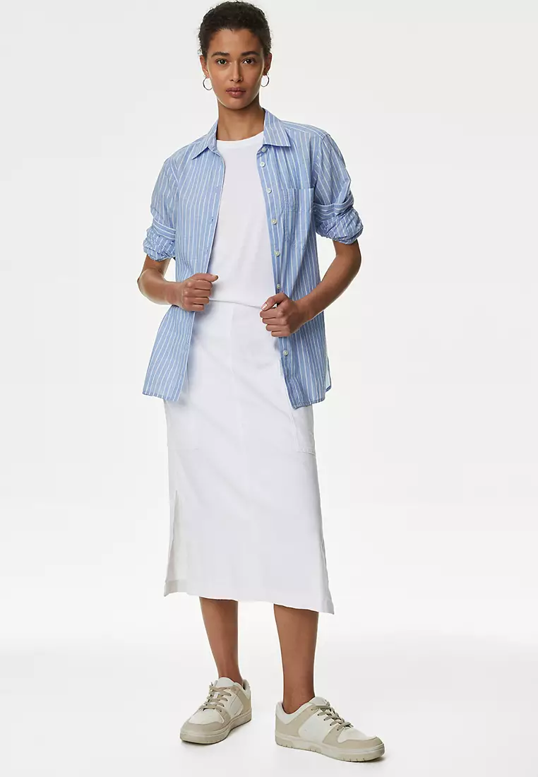Linen Rich Midi Utility Skirt