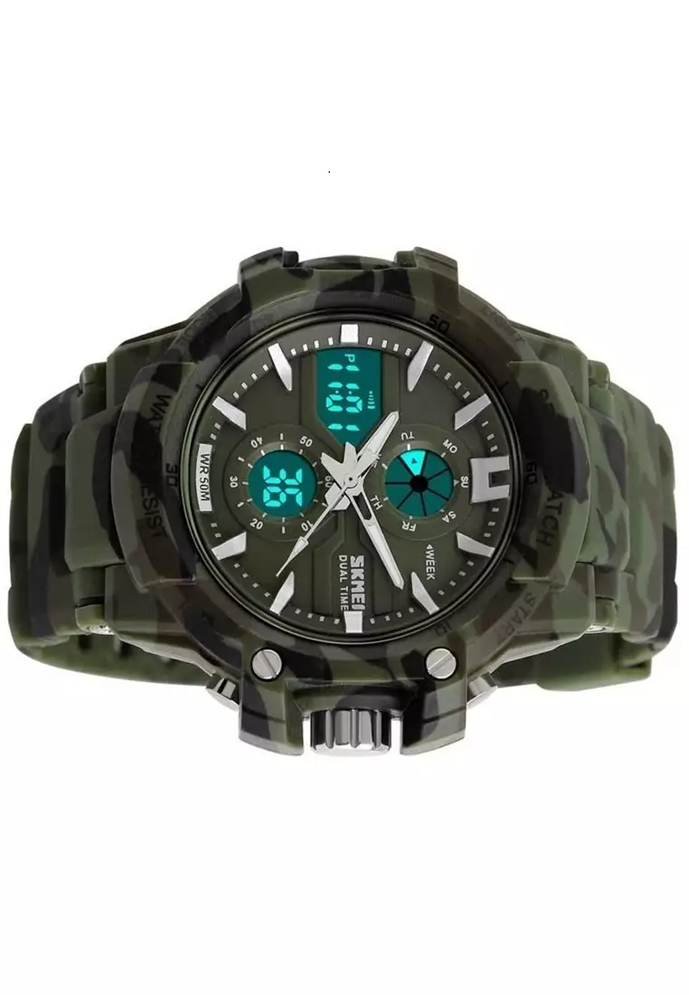 Jam Tangan Sport Pria Analog Stopwatch Waterproof Strap Tali Material Silicon KH01 ORIGINAL