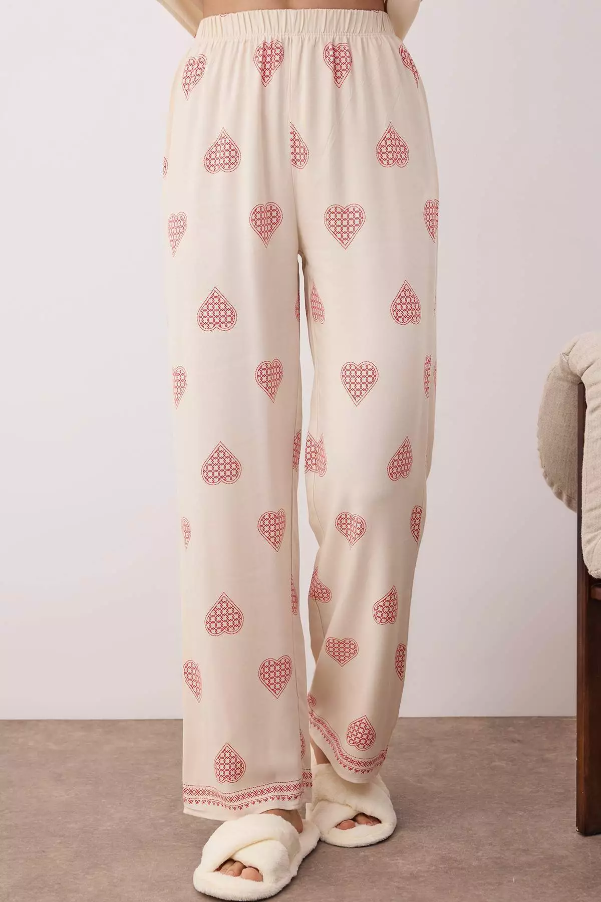 Ecru 100% Cotton Lined Woven Pajama Set Thmaw26Pt00025