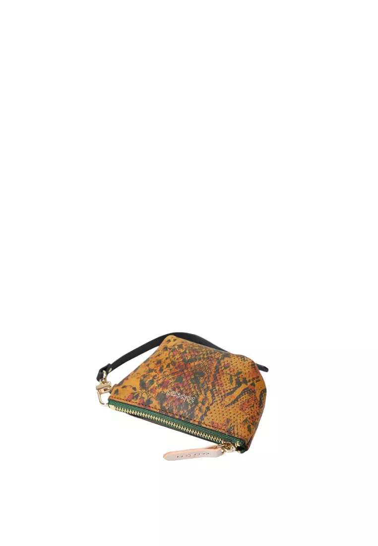 Mirror Zip Pouch - Snake Printed Biscuit