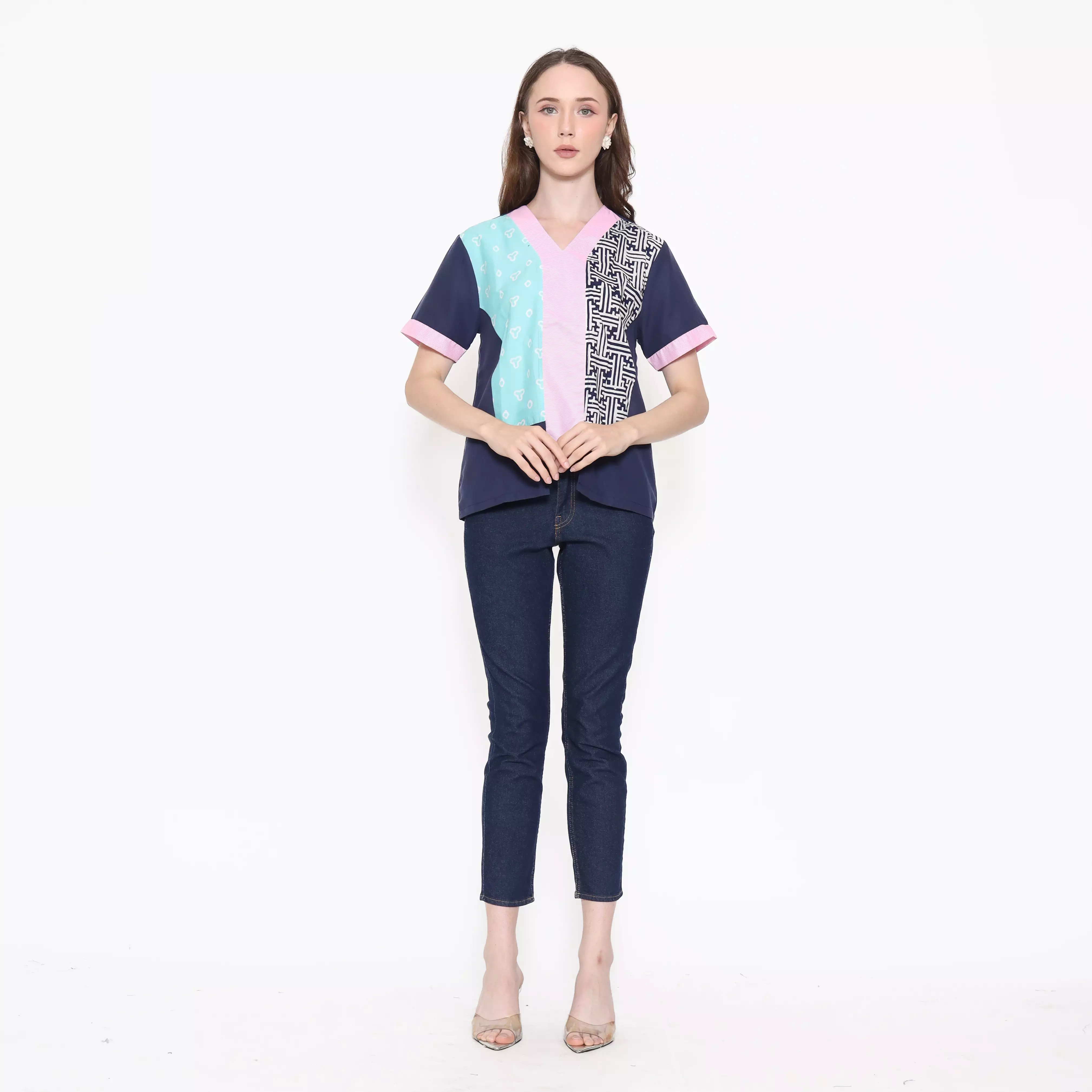 Blouse Batik Wanita - Bhatara Batik Michela - Atasan Batik Modern Lengan Pendek