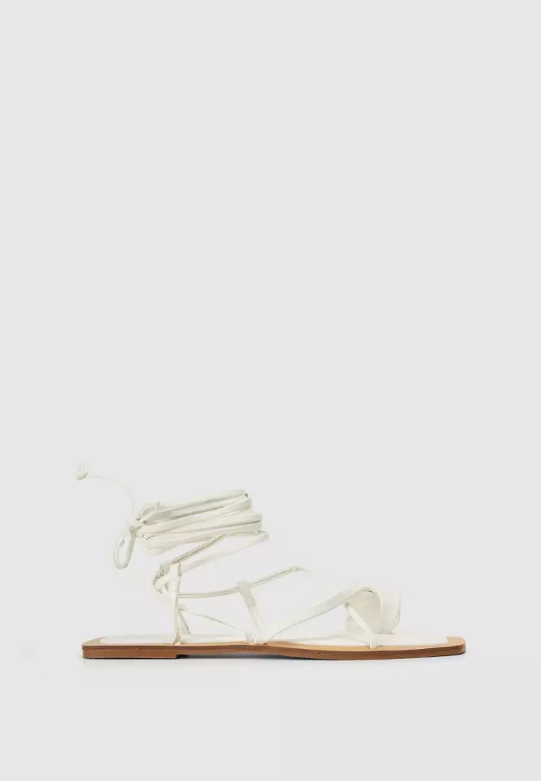 White flat tie up on sale sandals