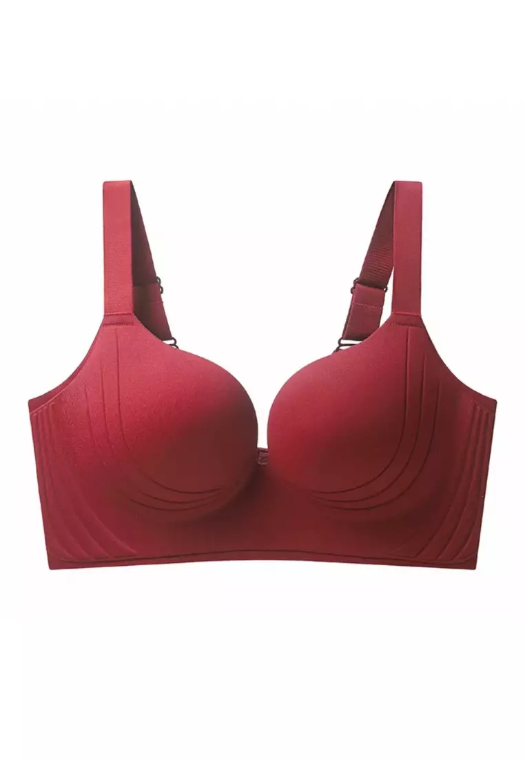Premium Wynter Plus Size Seamless Wireless Support Bra in Wine