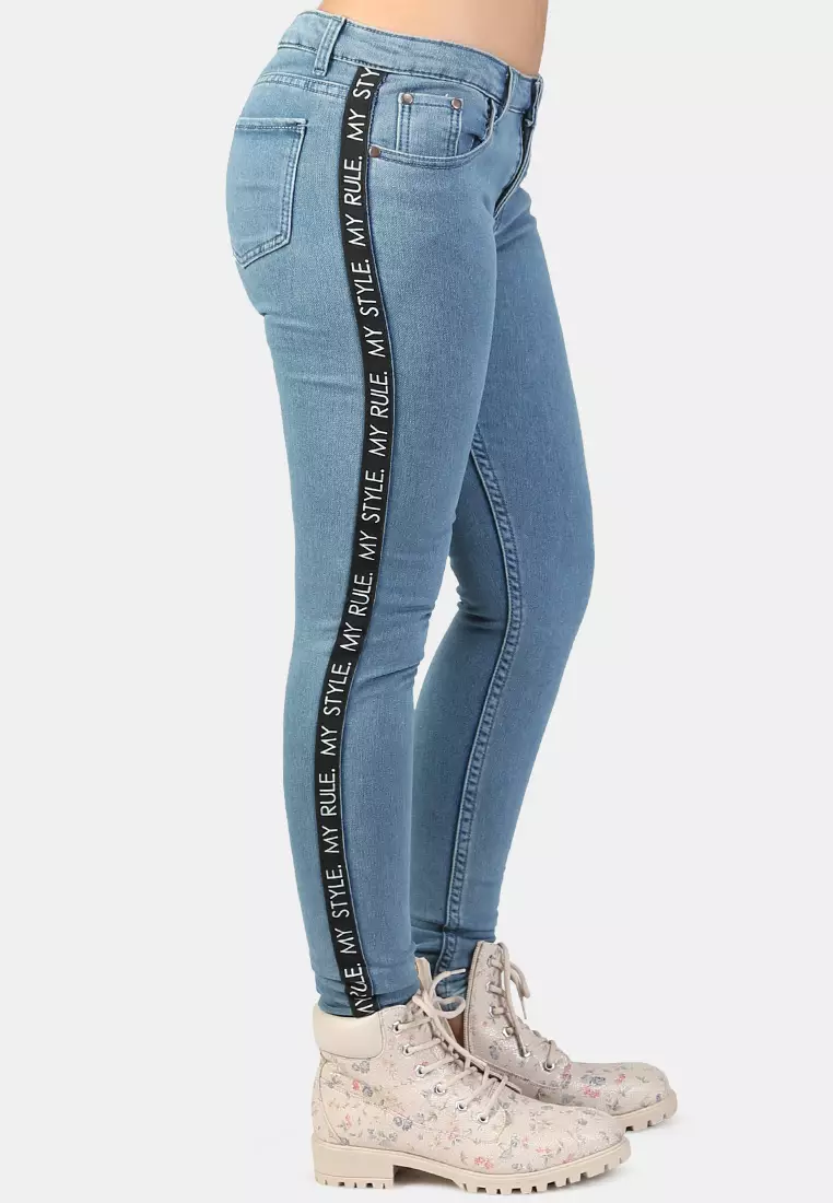 Side tape jeans store online