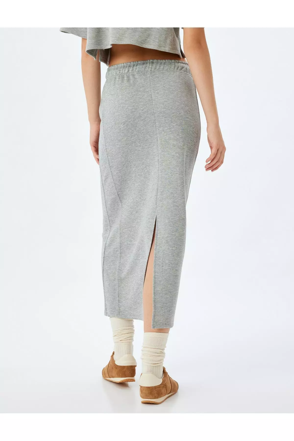 Long Pencil Skirt With Three Thread Waist Tie And Elastic