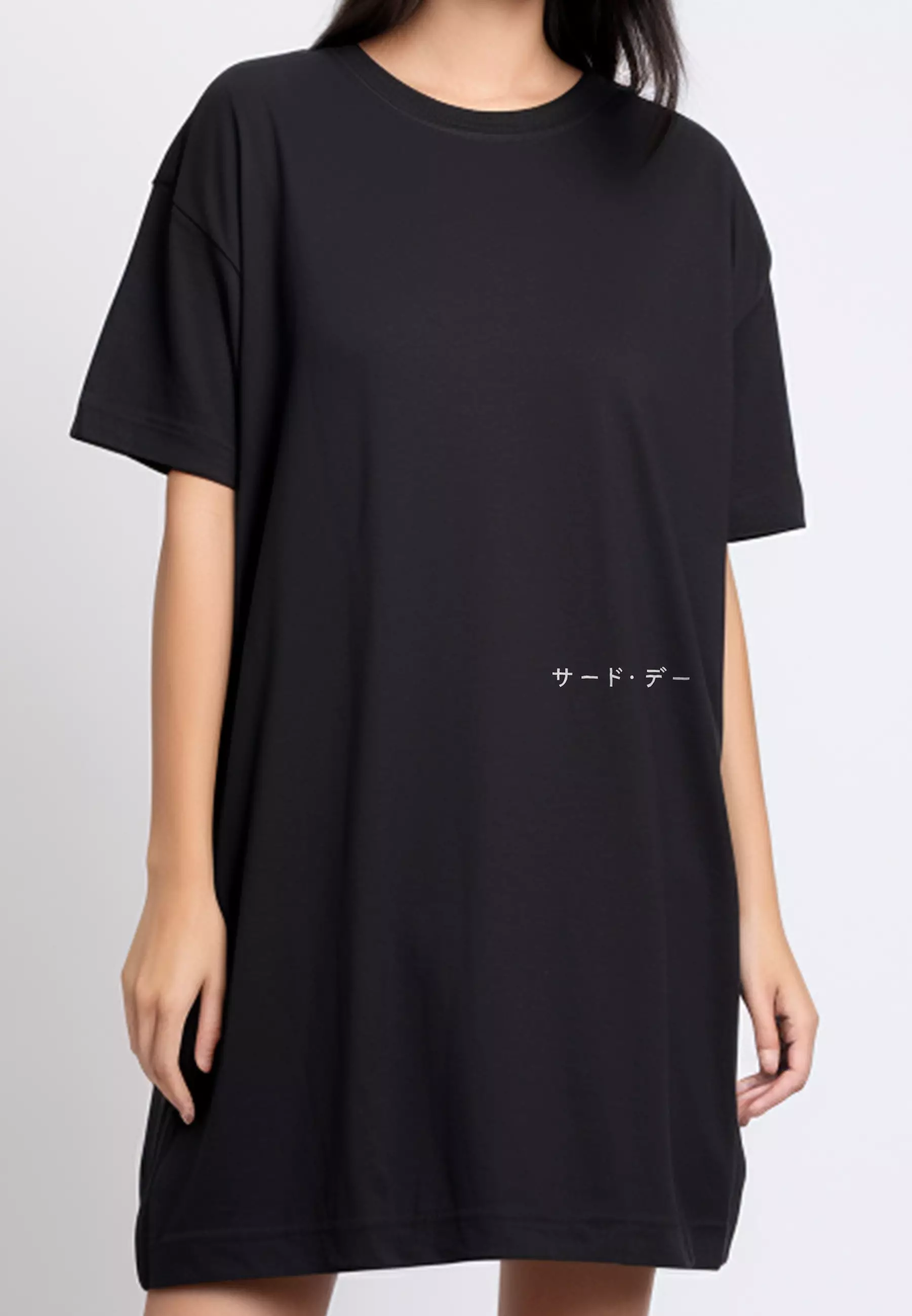 LTE97 long dress kaos t shirt oversize ld katakana waist hitam