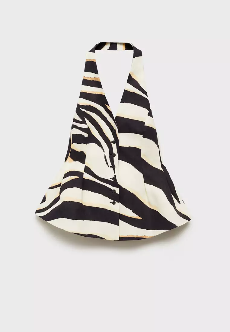 Zebra-Print Linen-Blend Waistcoat