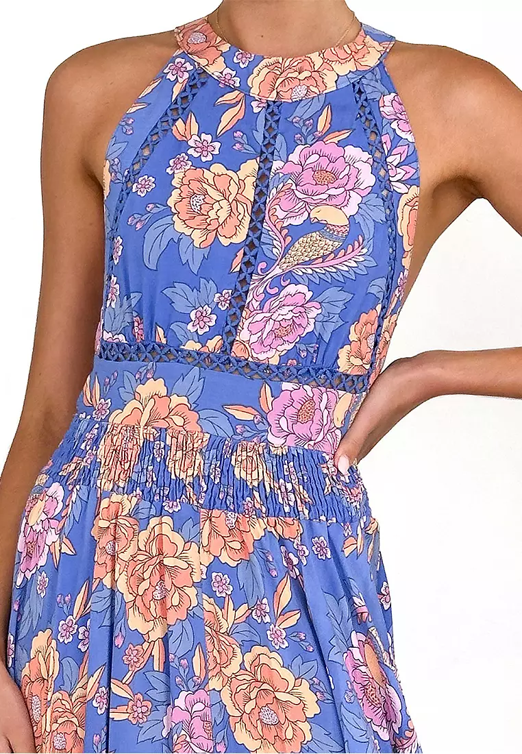 2025 printed high waisted backless floral dress CA25042269BL