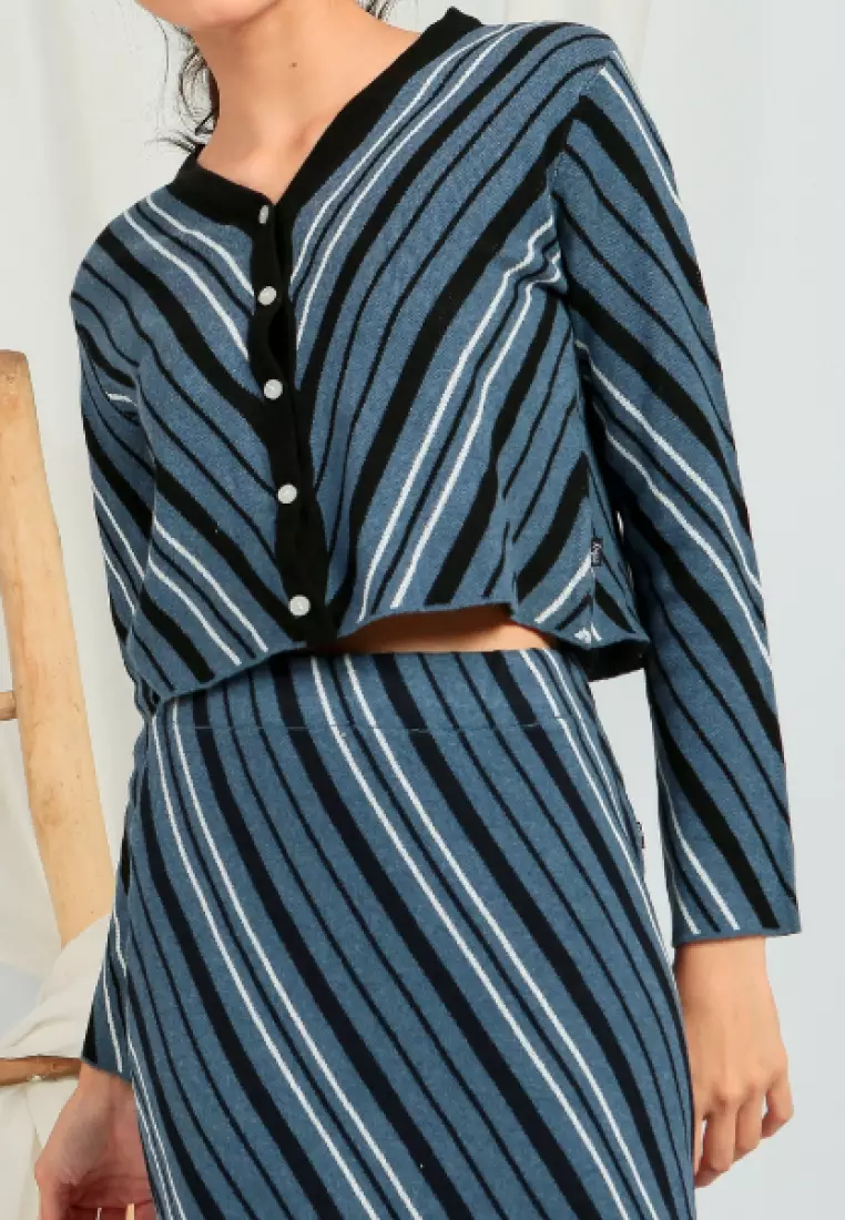 Agnela set Blouse and Skirt in Blue