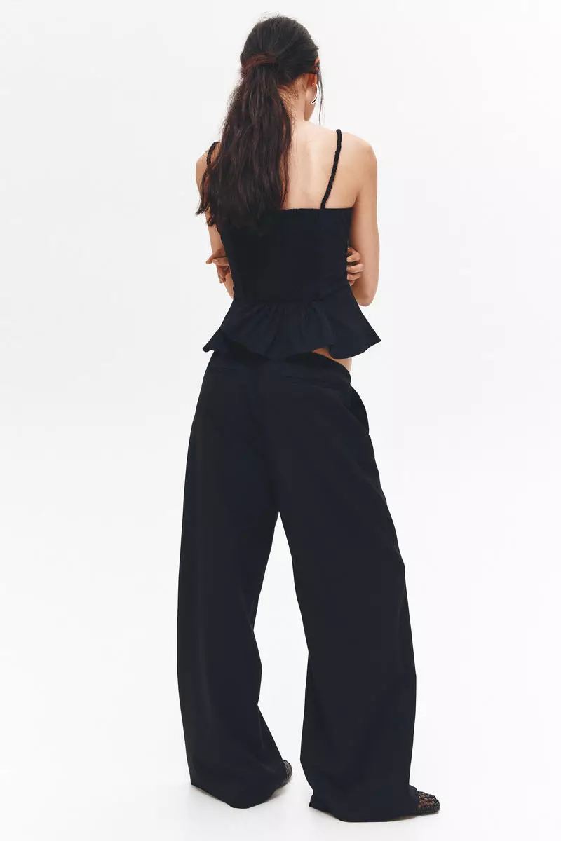 Twill drawstring trousers