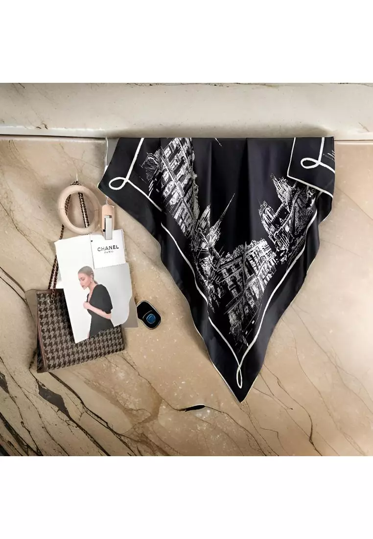 Luxury Silk Ladies' Large Scarf, Sun-Proof Crepe Satin, Premium Souvenir.