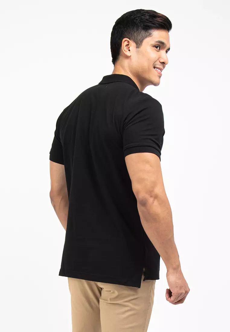 Forest Cotton Pique Regular Fit Polo T Shirt Men Collar Tee - 23647-01Black