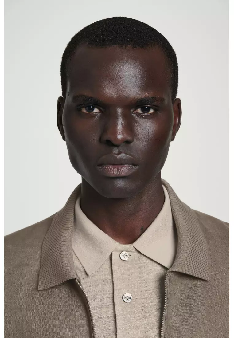 KNITTED LINEN POLO SHIRT