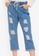 ZALORA BASICS blue Distressed Drawstring Cropped Jeans 05F80AA0AFE494GS_3