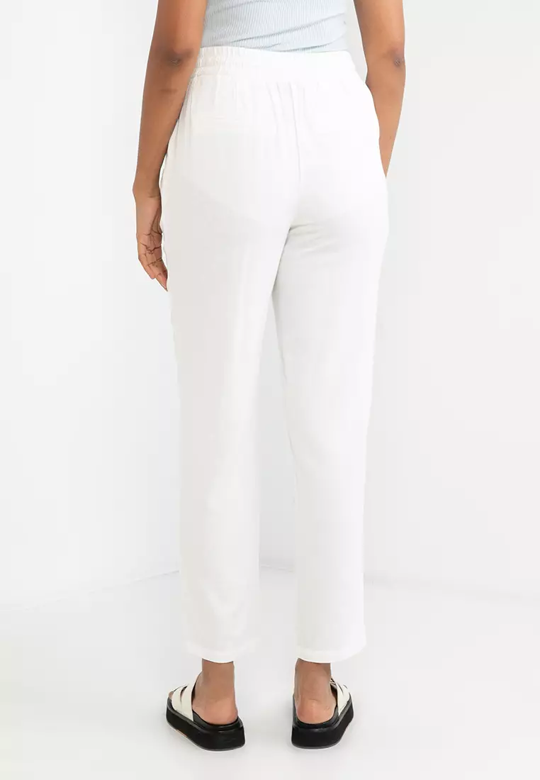 White linen ankle on sale pants