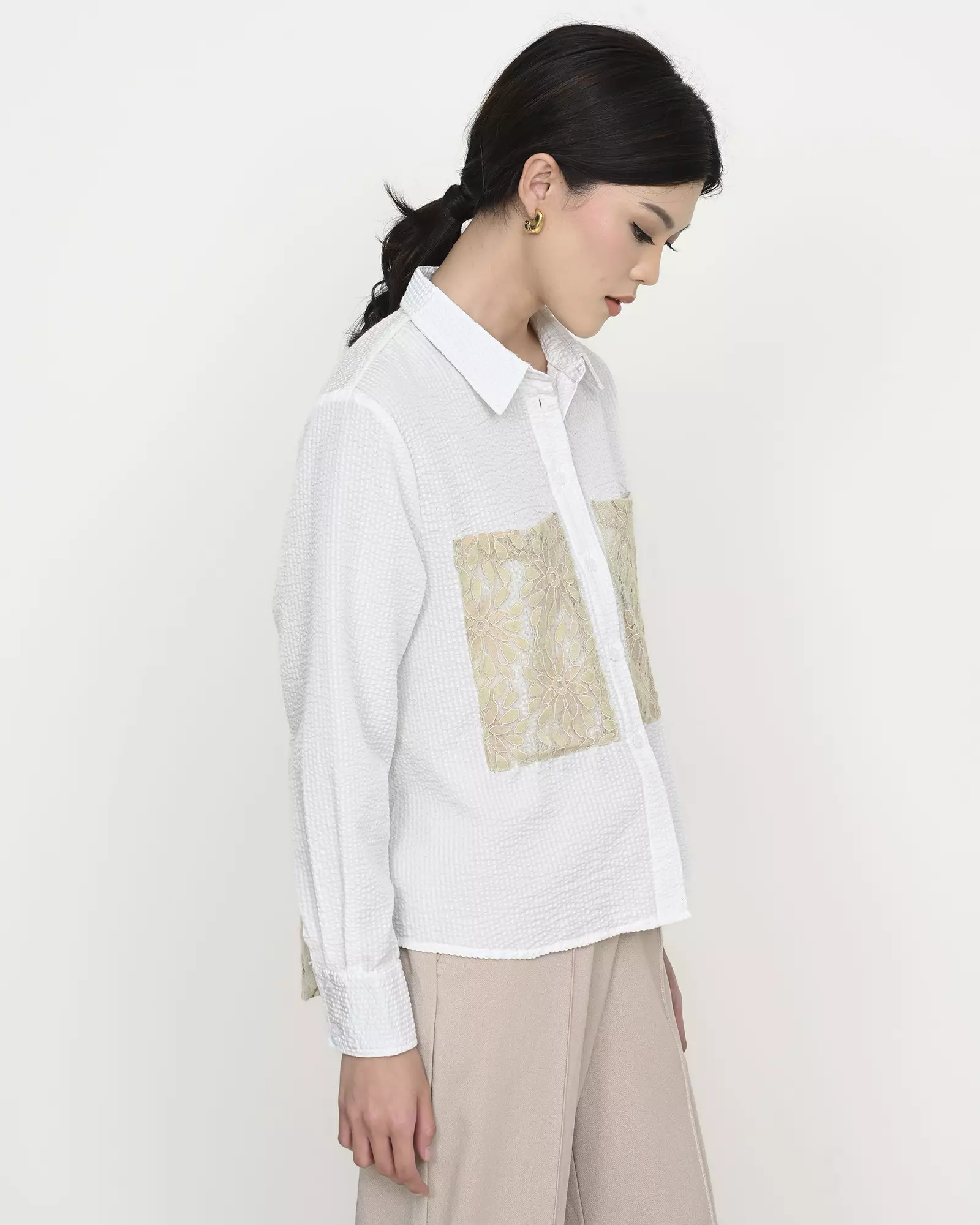Geulis.id BRIELLE SHIRT - Brokenwhite