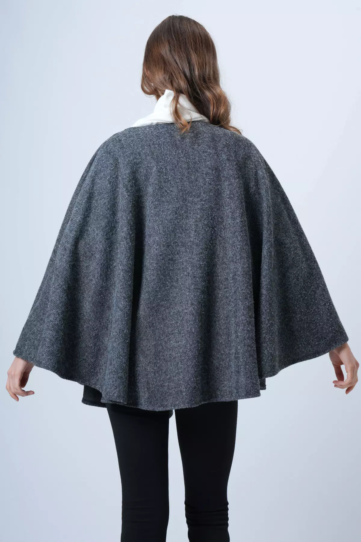 Anthracite Collar Design Knitwear Poncho Alc-X14672