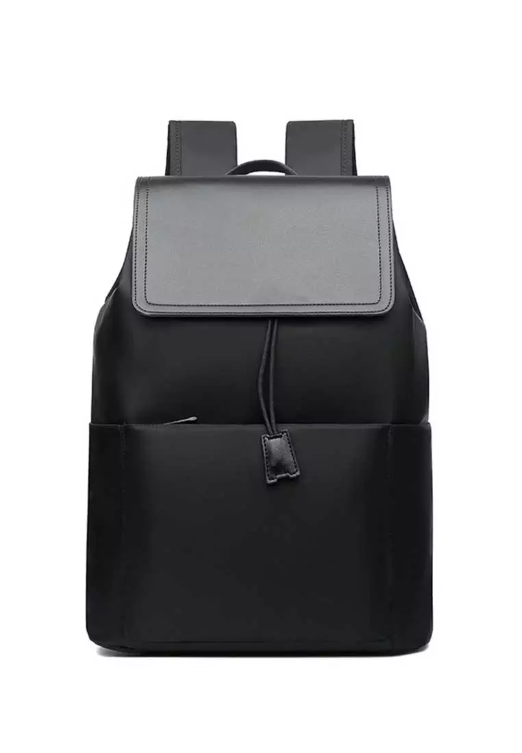 Buy Lara Men's Waterrepellent Nylon Flap Drawstring Zipper Backpack