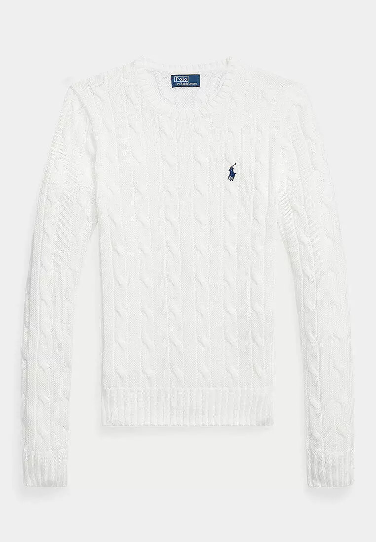Cable-Knit Cotton Crewneck Sweater