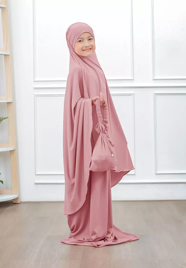 Zelena - Raudhia Prayer Set | Mukena French Khimar Set - Rose Tan - Remaja