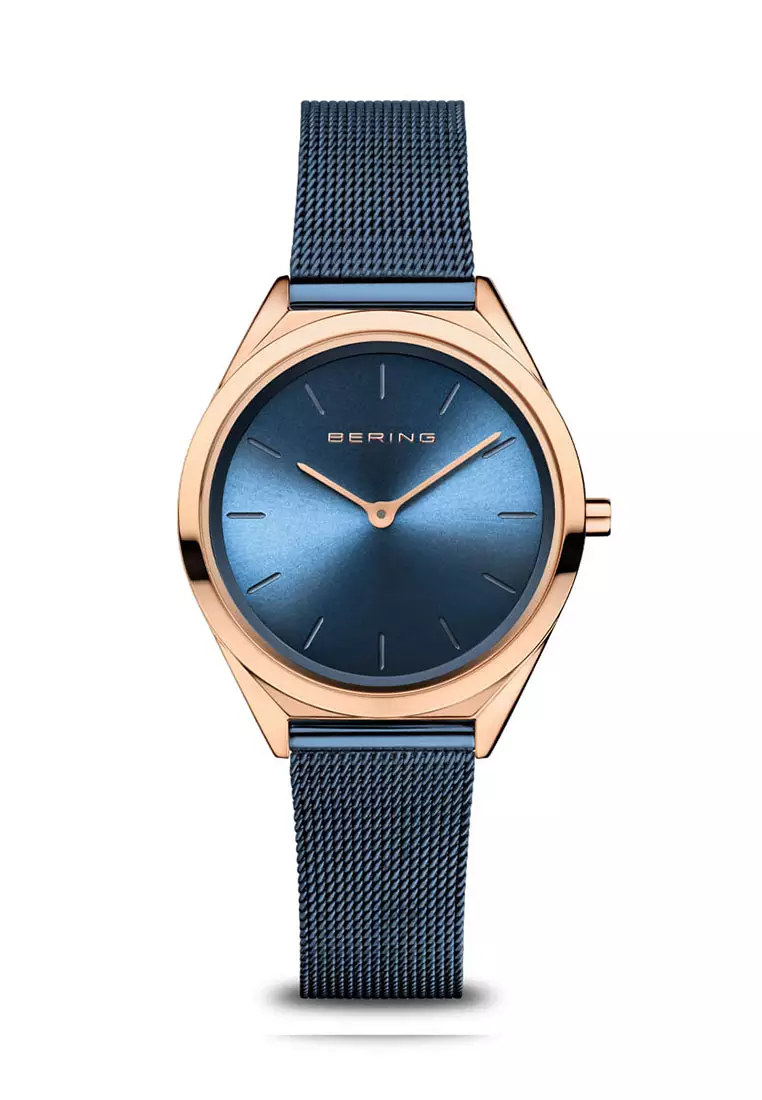 Women's Blue Steel Mesh Bracelet and Blue Dial Quartz Watch - 17031-367