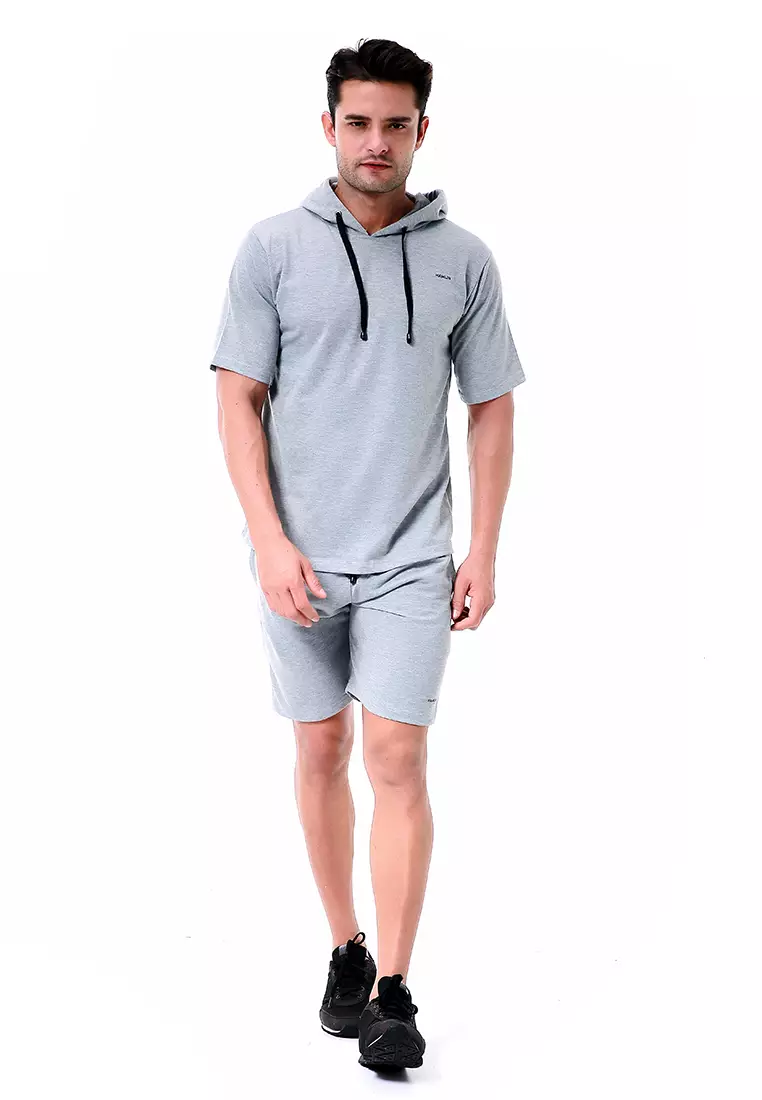 Vincent Setelan Hoodie Pria Sweatshirt Set Casual Motif Polos Material Baby Terry ORIGINAL - Gray