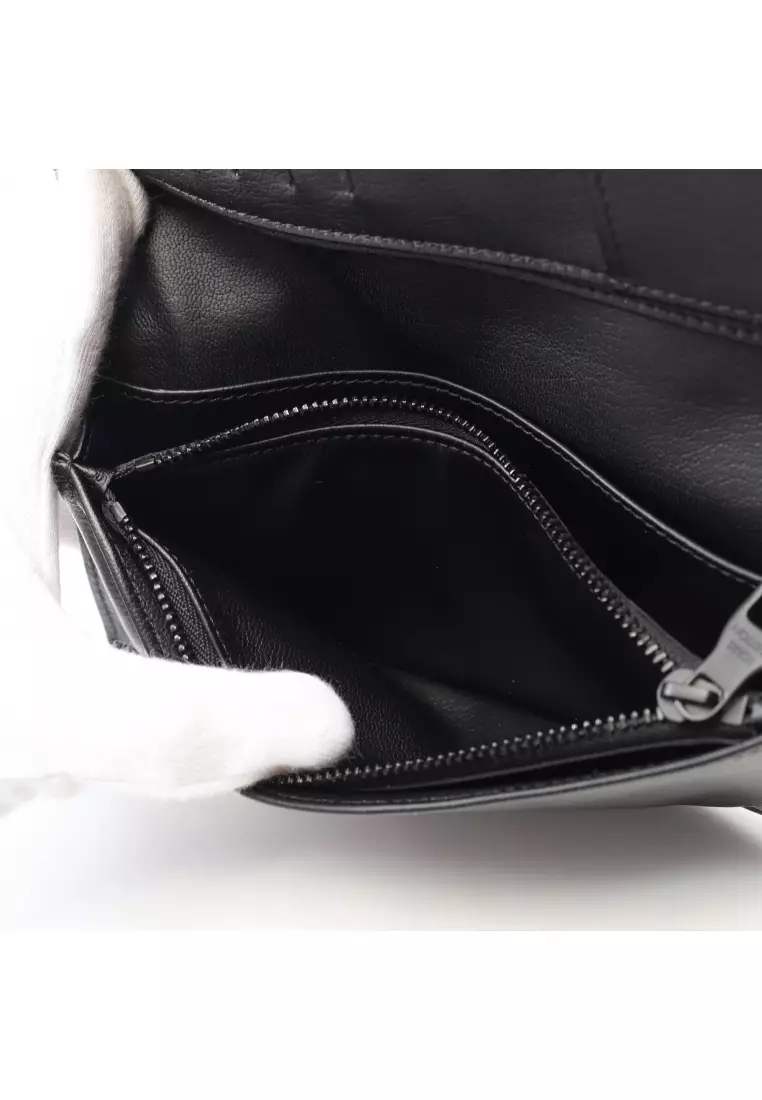 Pre-Loved Louis Vuitton Portefeuil Brother Bi-fold Long Wallet Crocodile Mat black gray