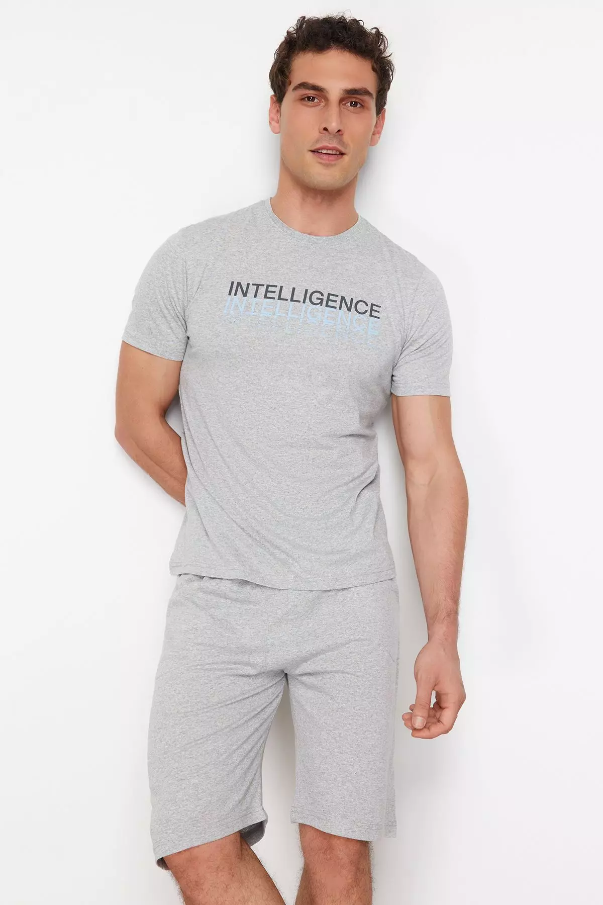 Regular Fit Crew Neck Pyjamas Set