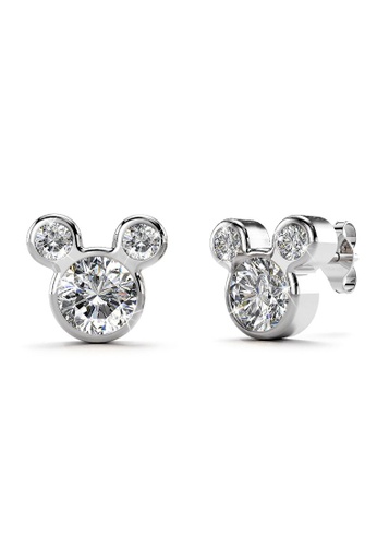 925 Signature silver 925 SIGNATURE Mickey Earrings-White Gold/Clear 9C06AAC19FBB99GS_1