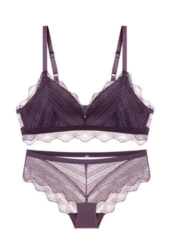 ZITIQUE purple Young Girl Ultra-thin Lace Lingerie Set (Bra And Underwear) - Purple 00509US493C596GS_1