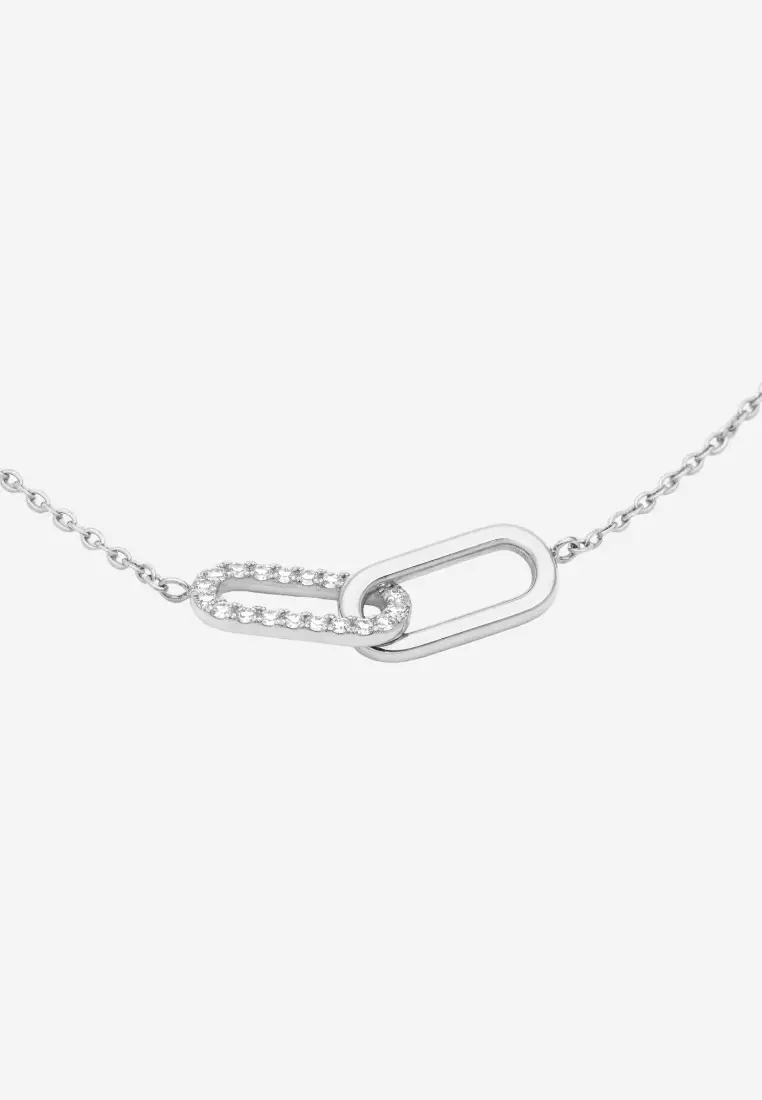 Adessa Interlocking Chain with 5A Cubic Zirconia Bracelet in Silver