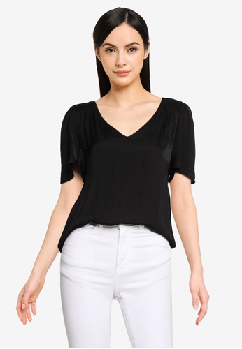 Vero Moda black Angea Short Sleeve Top 251EAAABEFC91BGS_1