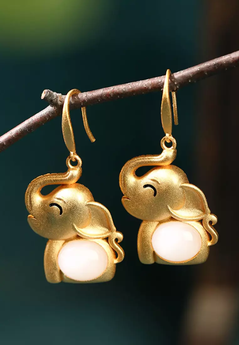 Auspicious Elephant Drop Earrings KJEA20167