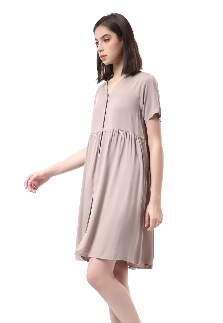 Rachel Dress Wanita Lengan Pendek Full Kancing Stylish Material Cotton ORIGINAL - Milo