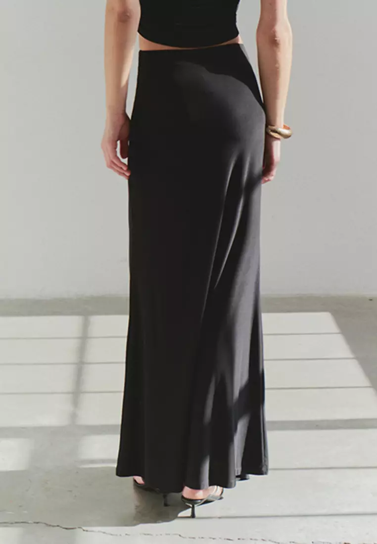 Limited Edition Black Bodysitting Accessory Detailed Knitted Long Skirt