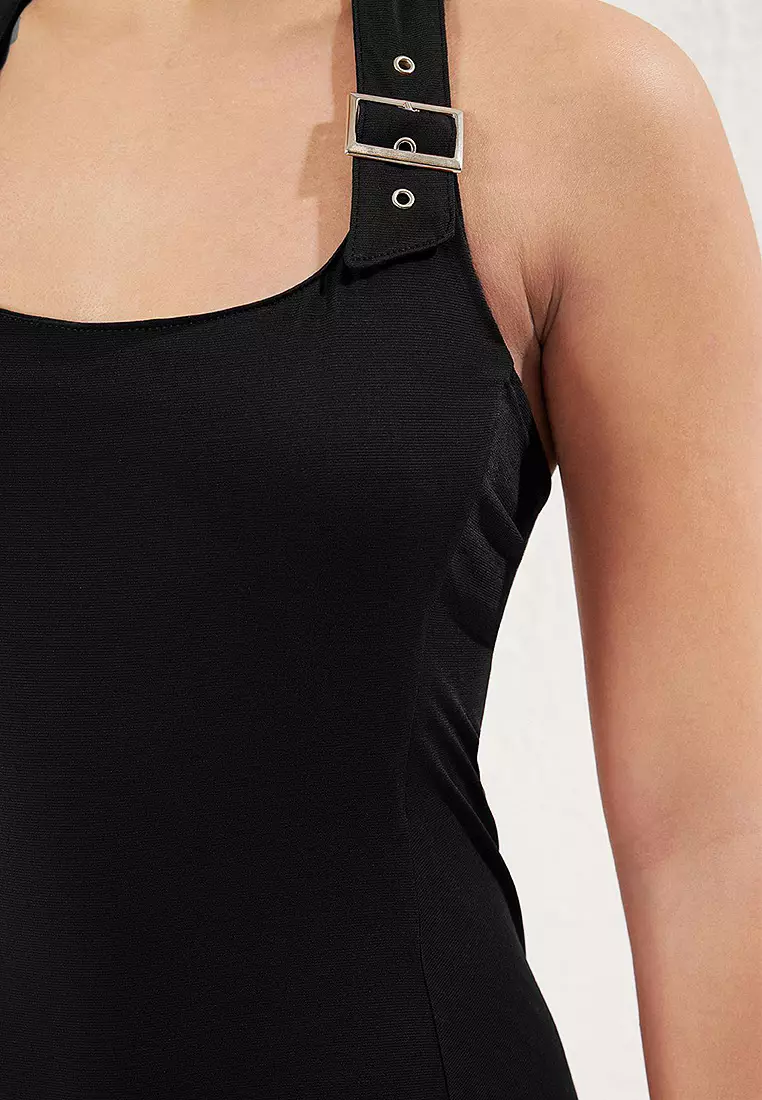 Belted Strap Midi Dress