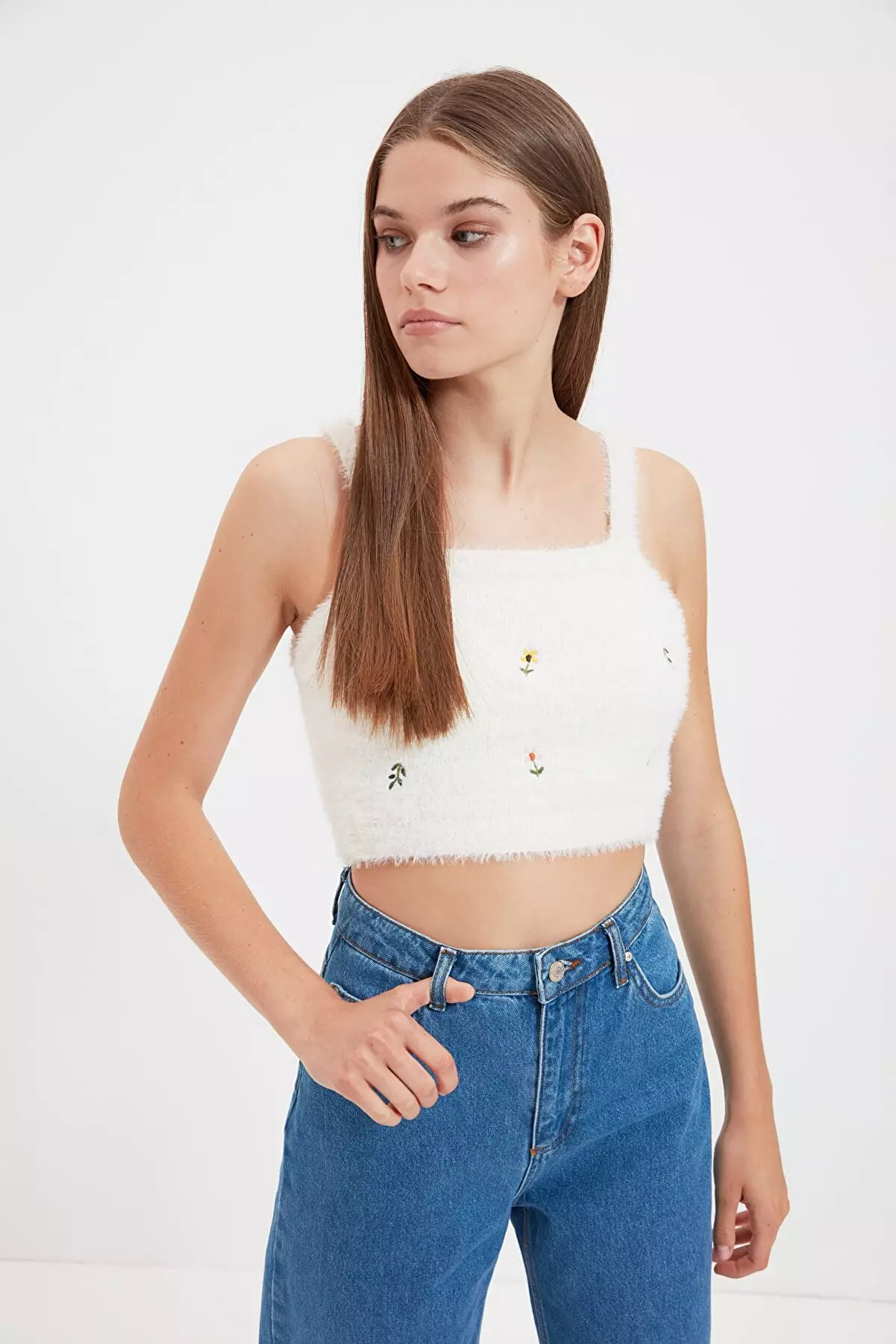 Ecru Pile/Beard Rope Blouse Cardigan Knitwear Suit