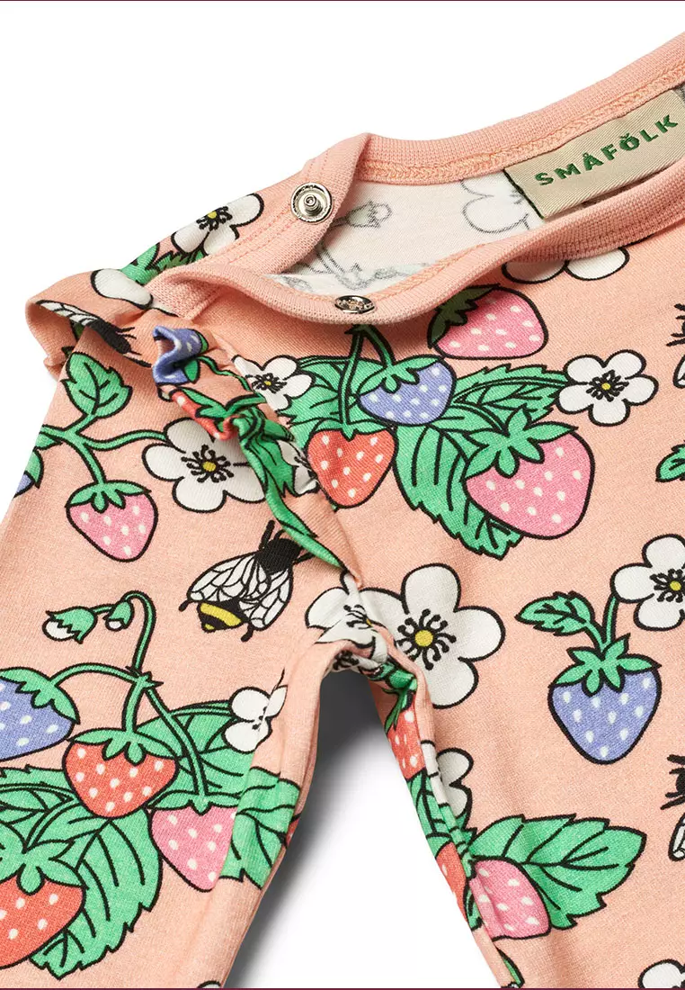 Long-sleeved baby body with strawberries