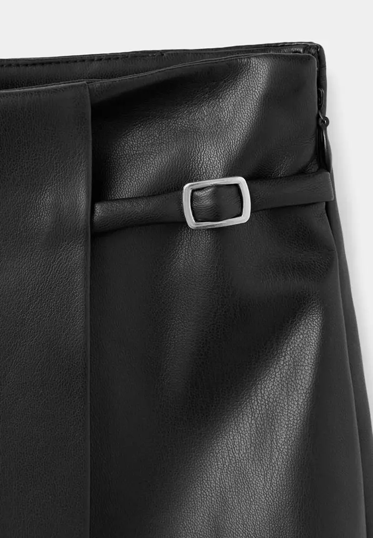 Faux Leather Skirt With Buckle