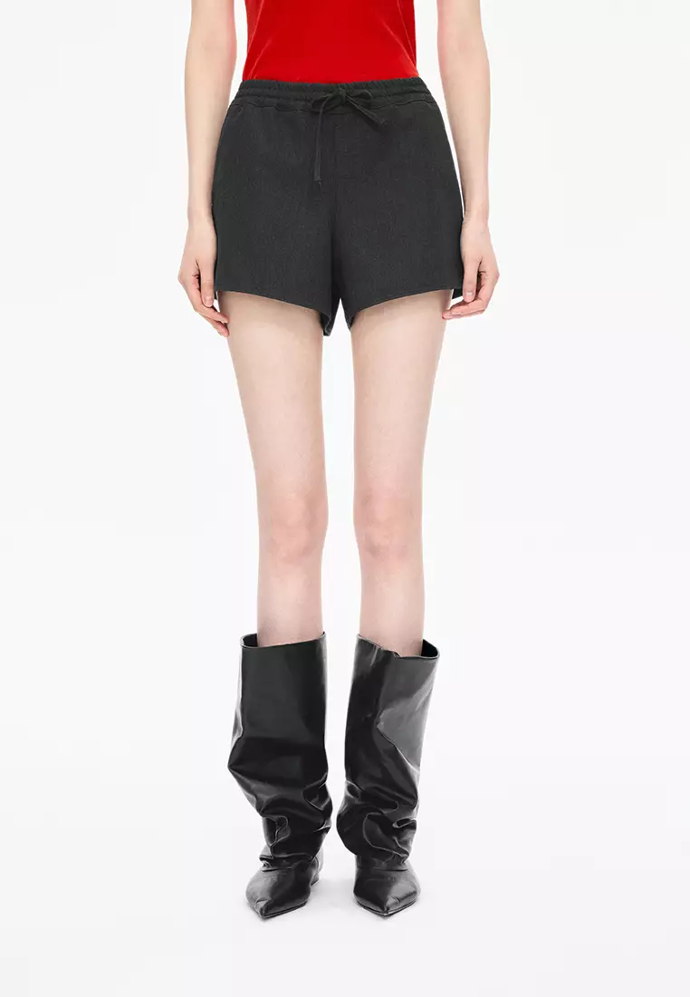 100% Wool Straight-Leg Rolled-Up Shorts with Slits