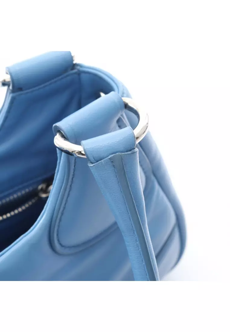 Pre-Loved Prada MOON Handbag leather blue 2WAY