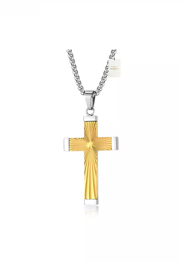Mens gold hot sale cross pendant