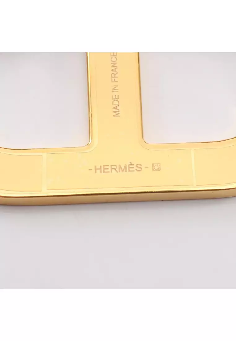 Pre-Loved Hermès Chaîne d'Ancre brooch GP Veau epsom gold Brown