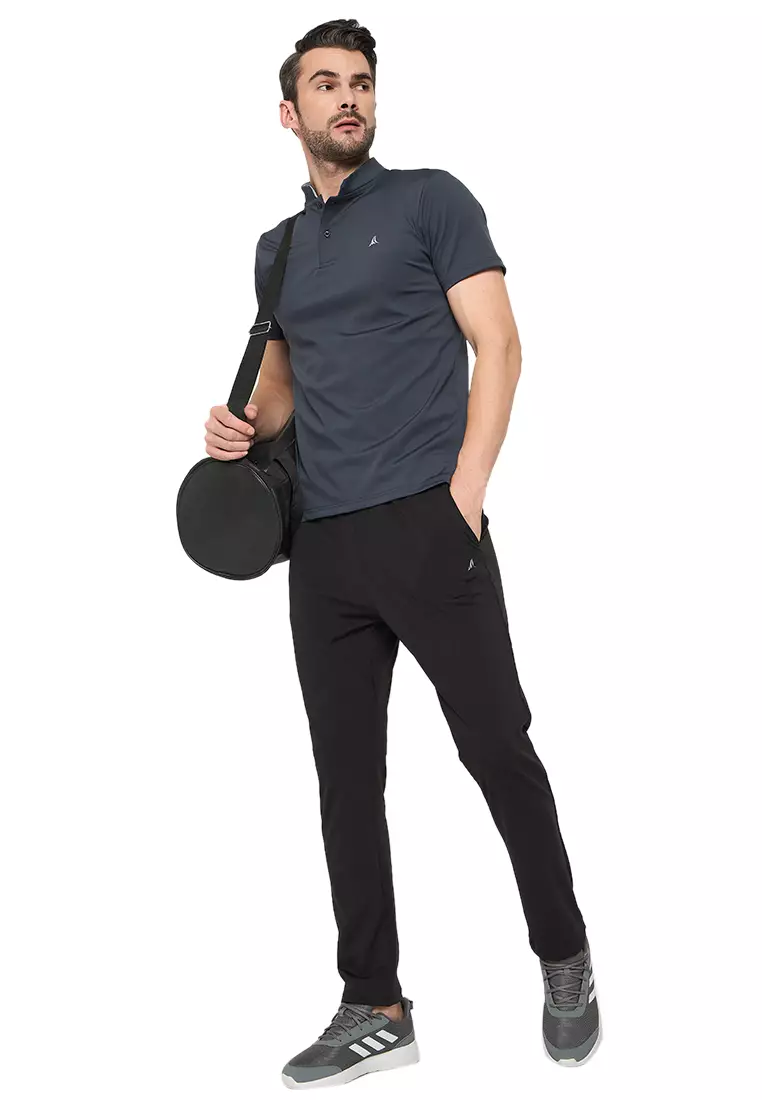 Kaus Desainer Kerah Cina Athleisure Pria  Grey Luxe