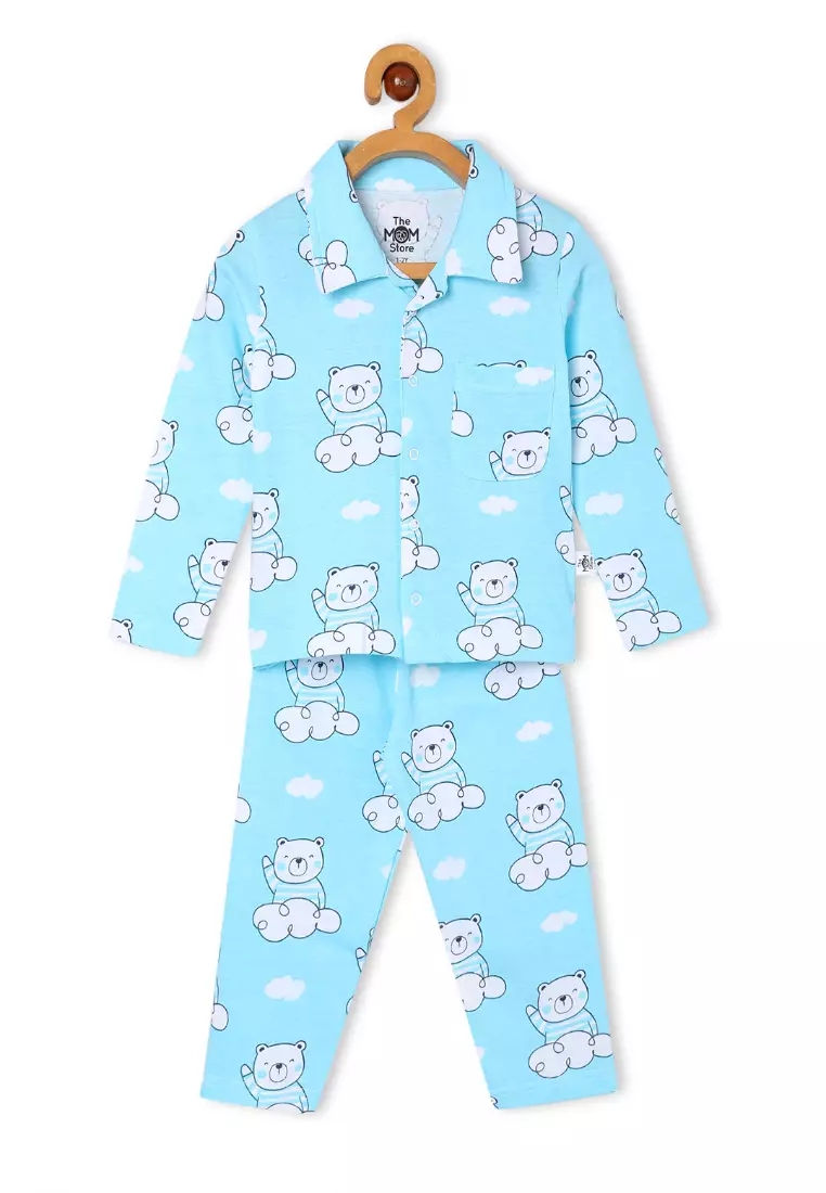 The Mom Store Kids And Baby Pajama Nightsuit Set - Hello Bear
