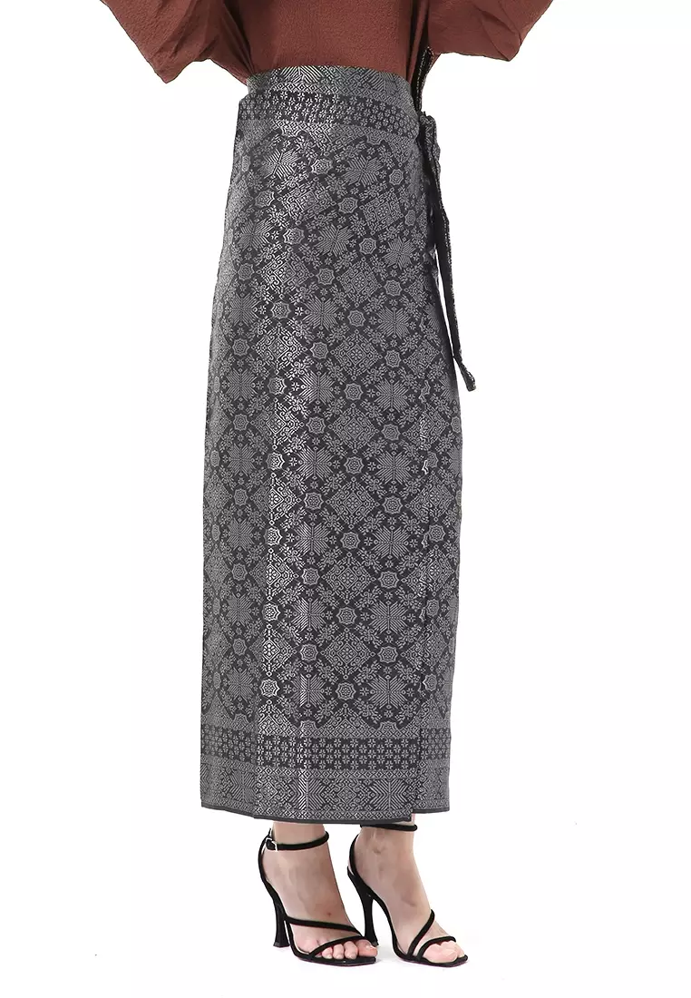 Olaf Rok Lilit Songket Batik Wanita Uniqe Design Material Viscose ORIGINAL - Black