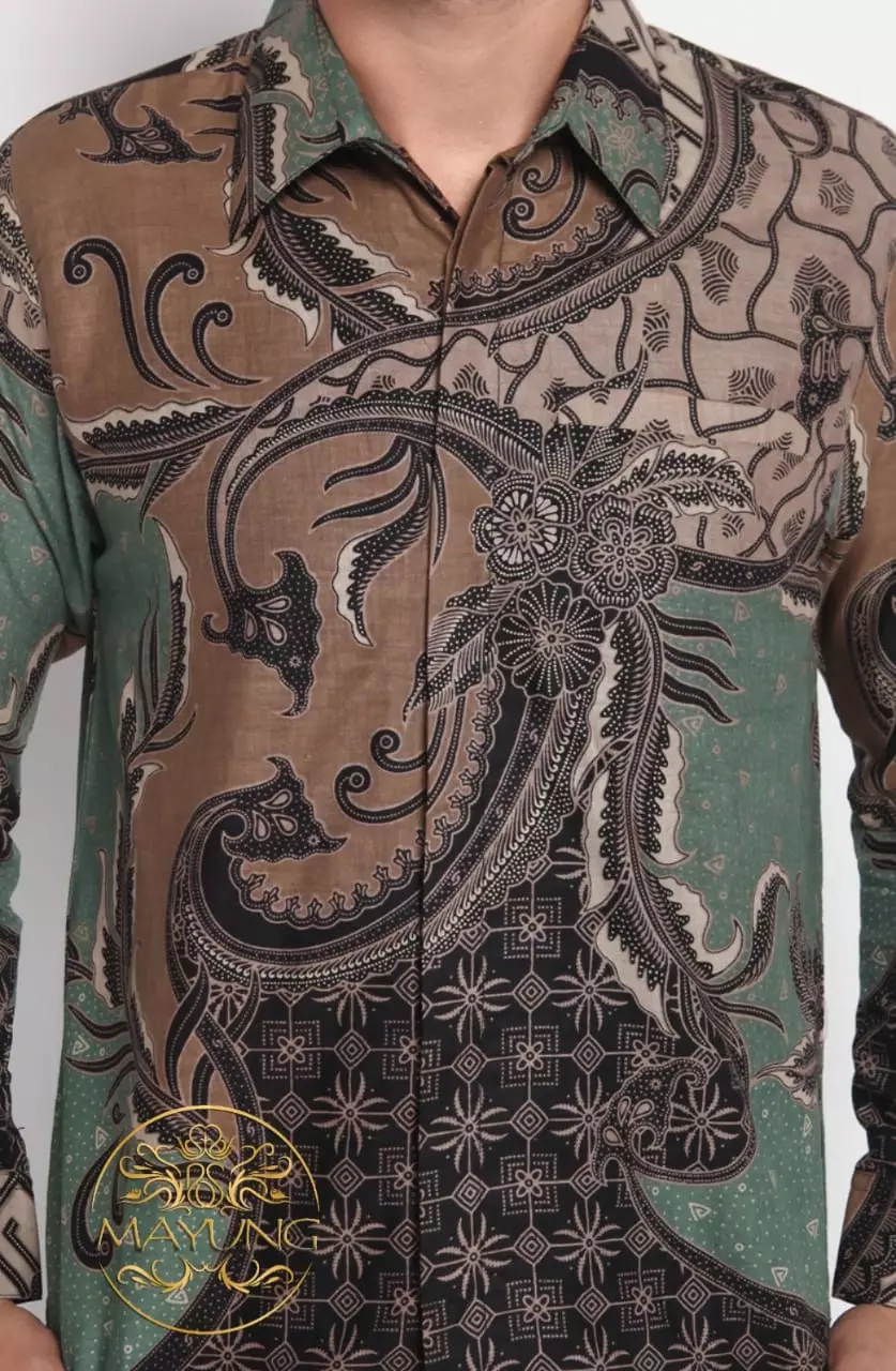 Wisana Ijo Kemeja Batik Pria Premium Slimfit Modern Lengan Panjang