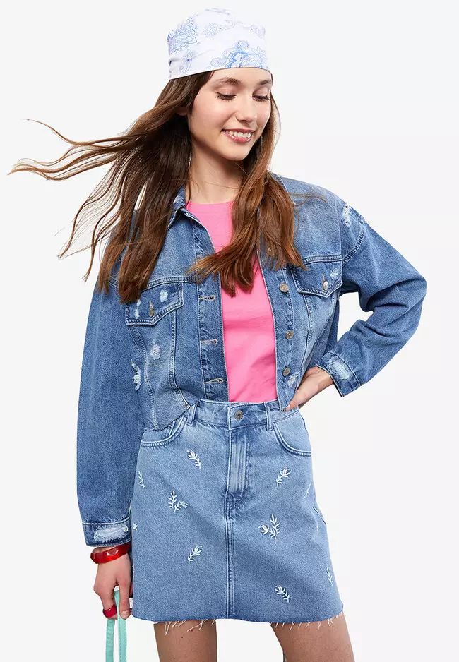 Buy LC WAIKIKI Women s Ripped Denim Jacket Online ZALORA Malaysia